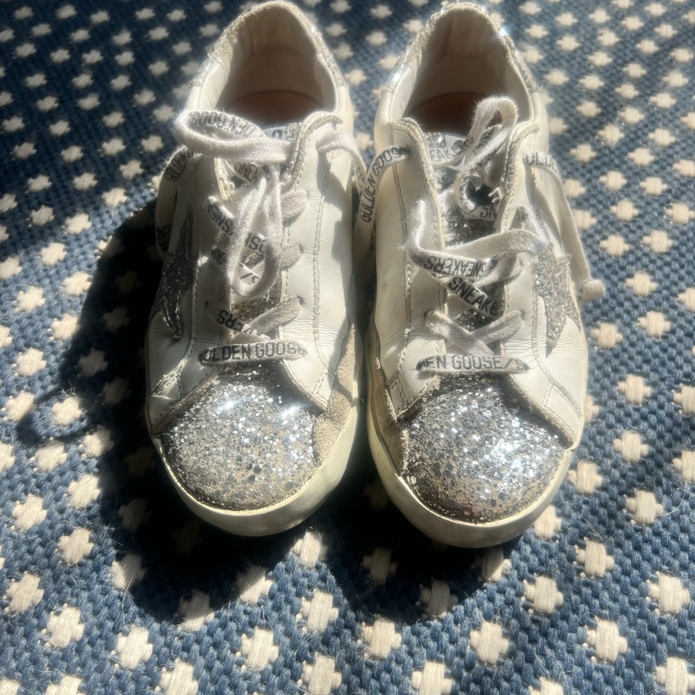 Golden Goose Silver and White Star Sneakers Casual Style size 32 kids - Picture 2 of 13